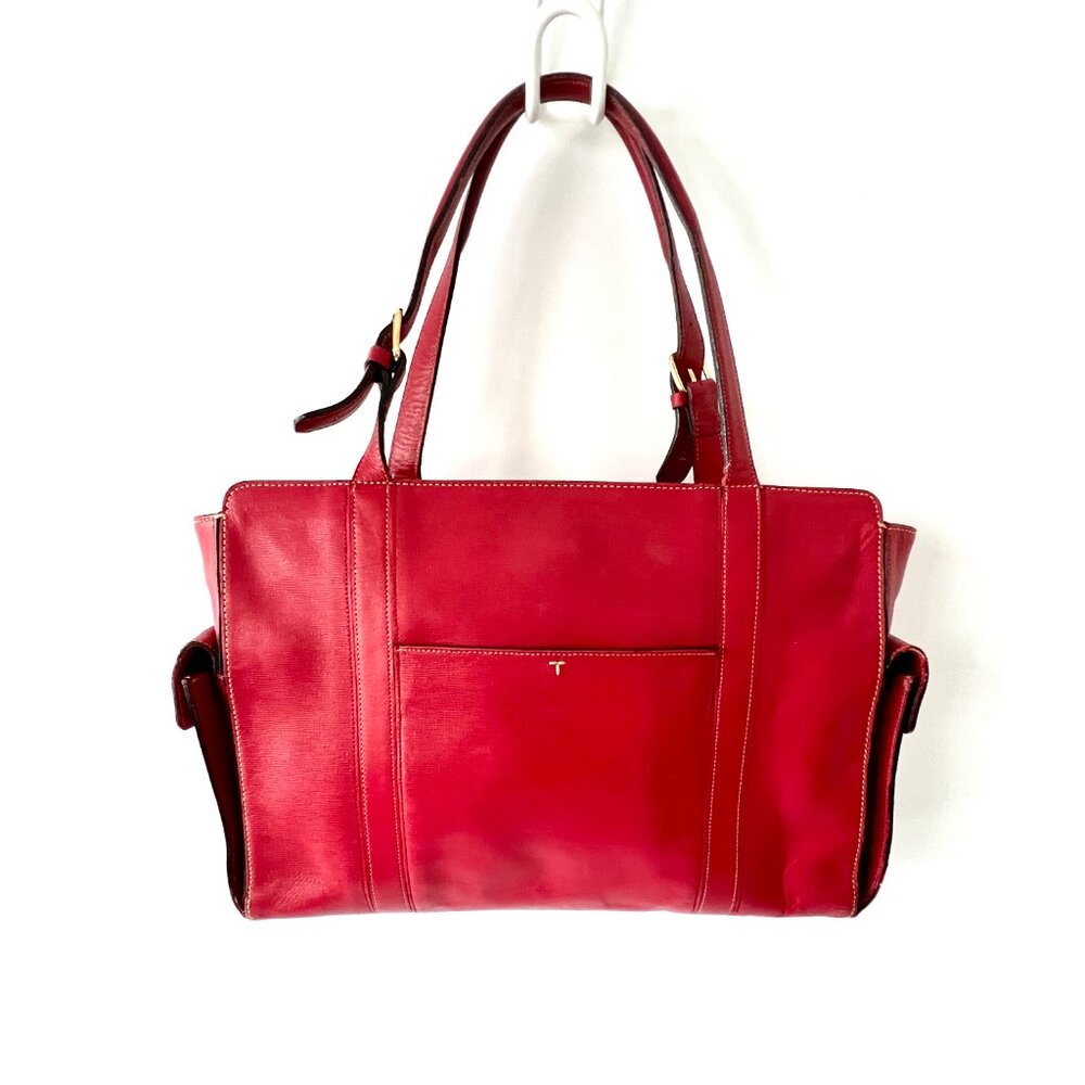 Ann Taylor Genuine Red Leather Shoulder Bag, Satchel Style Look